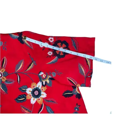 Alfred Dunner Women's Vintage Hawaiian Floral Red Collard Blouse Size 22W