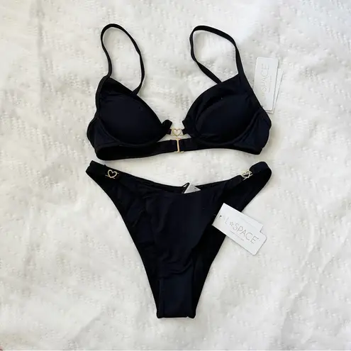 l*space NWT L* Stardust Top & Ziggy Bottom Bikini Set in Black sz S