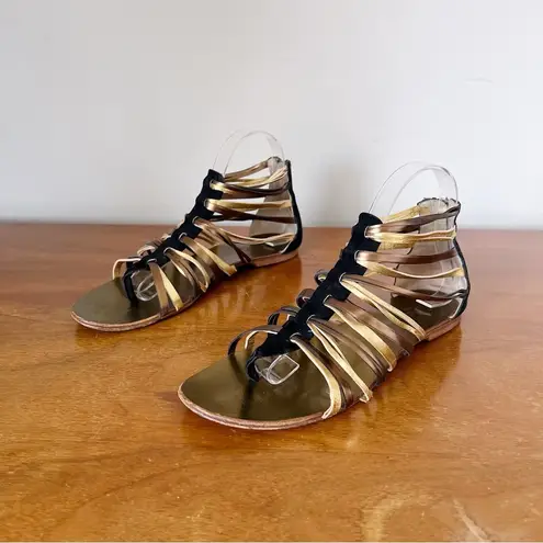 Jimmy Choo • Chaya gladiator sandals gold black bronze metallic strappy cage