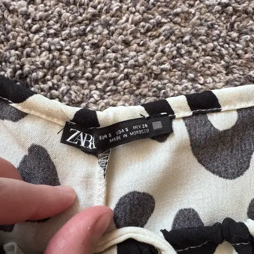 ZARA  Black and White Animal Print Satin Joggers NWOT