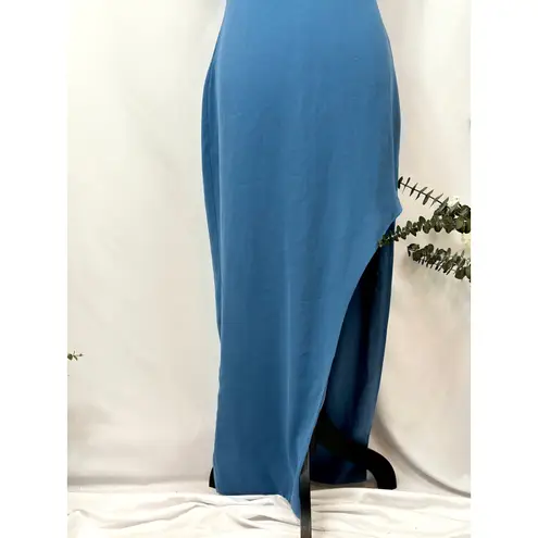 Alexia Admor Dixie Mockneck Maxi Sheath Dress in Denim Blue 4