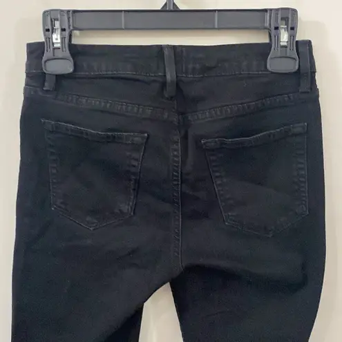 Just Black Button Fly black skinny jeans with fringe hem size 26