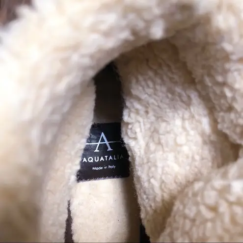 Aquatalia • Lynne waterproof suede bootie faux fur trim ankle boot lace up