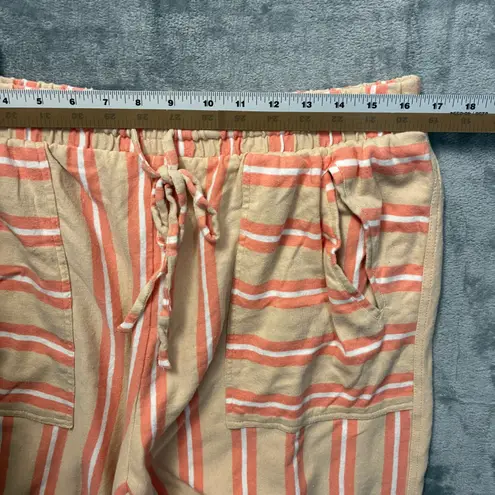 FP Beach Free People Jones Beach Striped Wide Leg Pants Linen Blend Women's L