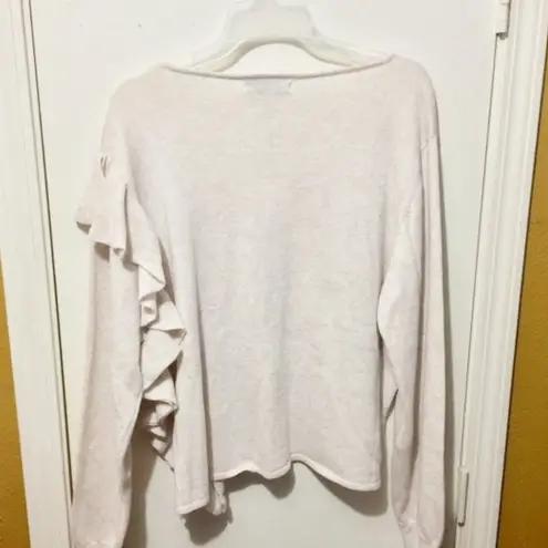 John + Jenn women's ruffle draped trim v-neck crop sweater blouse