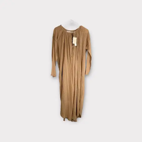 Mes Demoiselles Paris Beige Kaftan Dress Cotton Summer Swimsuit Coverup Size 2 Tan