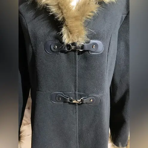 Black Faux Fur Trimmed Jacket Size L