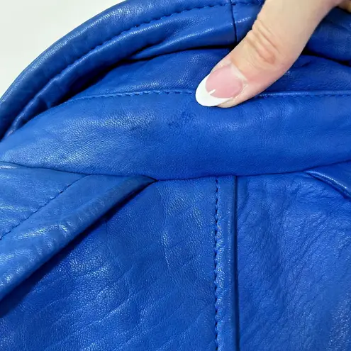 Andrew Marc Vintage 80's Electric Blue 100% Genuine Leather Jacket Womens Medium - Image 12