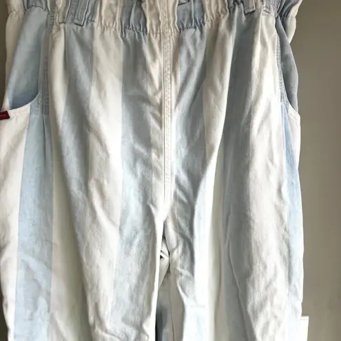 Vintage Gitano Striped High Waist Denim Pants Elastic Waistband Casual Jeans 16 Blue