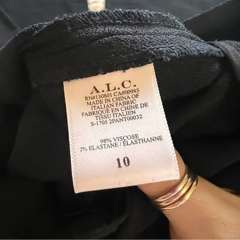 ALC Frank A.L.C Marlo Wide Leg High Waisted Black Dress Pants Crepe Trousers Size 10