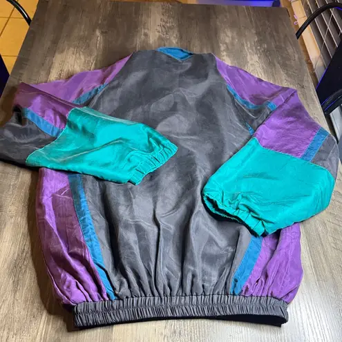 Retro 80’s All Silks 100% Silk Colorblock Windbreaker Jacket Purple