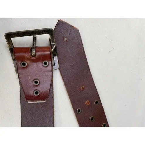 Vintage Womens Brown Leather Belt with Copper Studs Size S SKU 6509