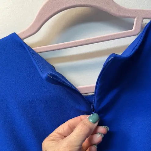 Shelby & Palmer Blue Sheath Dress with Puff Sleeves Knee-Length for Cocktail