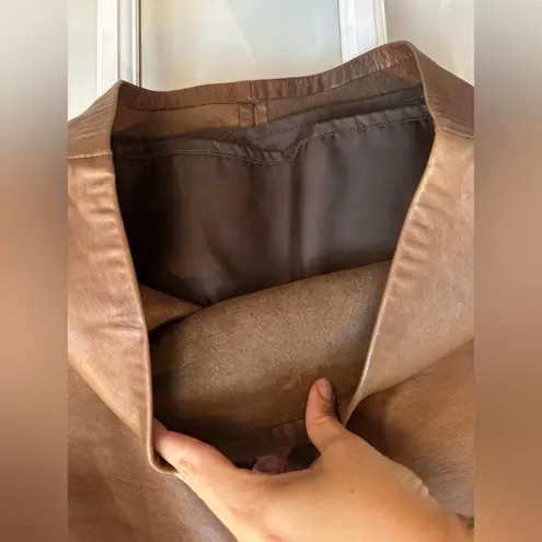 Vintage Firenze Santa Barbara 80’s Chic Tan Genuine Leather Skirt Women’s Size 4 Brown