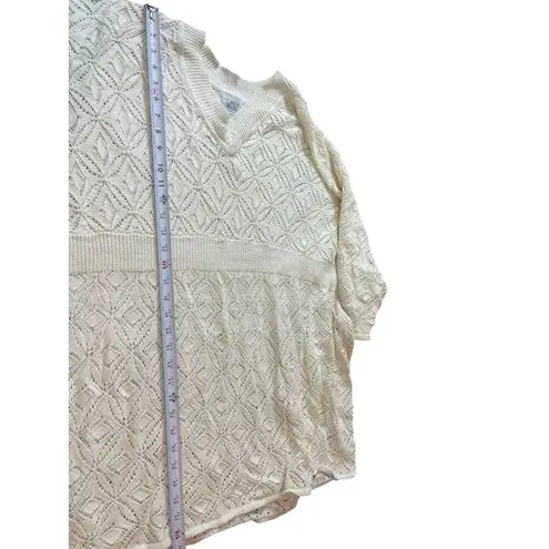 VTG Only Necessities Cream Open Knit Short Sleeve V