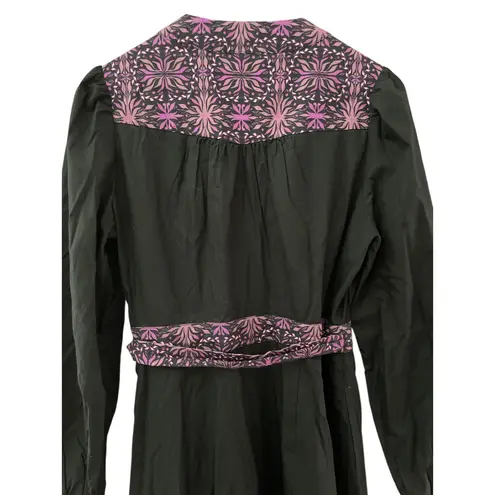 Allison New York Madison Full Wrap Black & Purple Maxi Dress Size Medium