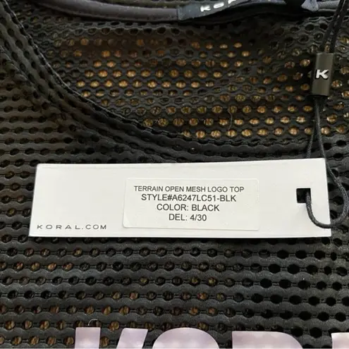 Koral Womens size S Black Terrain Open Mesh Crop Top Logo Active Gym Breathable