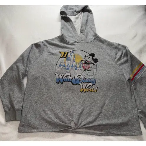 Disney Parks Mickey Mouse Walt Disney World Hoodie 2X Grey Tie