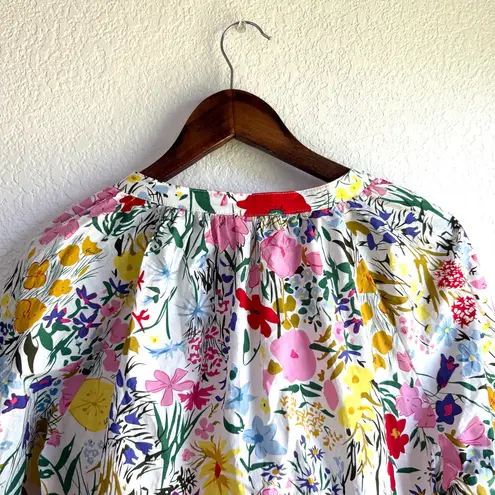 AVARA Womens Shirt Blouse White Multicolor Floral 3/4 Sleeve Size Large