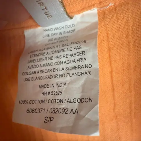 Becca Gauzy Nectar Orange Button Down Midi Beach Coverup Shirt Dress Size Small