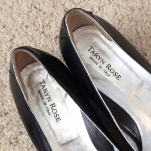 Taryn Rose Leather Loafers Black & Silver with Buckle Women’s EU Size 40