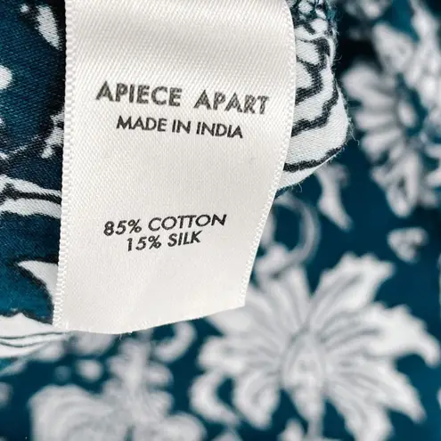 Apiece Apart Sabine Blue Floral Paisley Print Silk Cotton Mini Dress