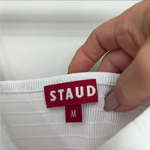 Staud Landry Smocked Bustier Minidress Size Medium White