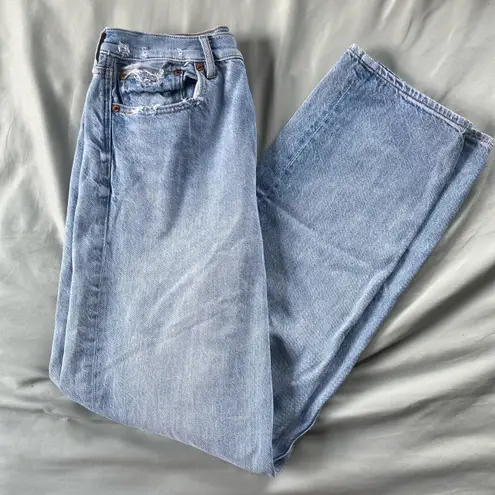 American Eagle Light Wash High Rise Straight Jeans