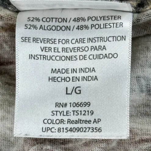 Realtree Tee Top Womens Sz L Brown Green Camo Short Sleeve Shirt Nature Hunting