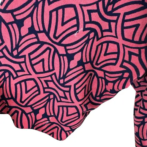 Motherhood Maternity Navy Blue Pink Short Sleeve Jersey Knit Wrap Dress Size S