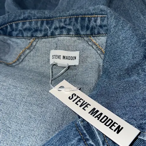 Steve Madden NWT  Short Denim Trench Jacket Blue Denim