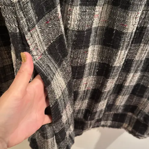 Free People  Walk in the Park Plaid Cozy Cowl Tunic Sweater Pocket Shacket