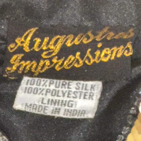 Agustres Impressions Sequin Beaded Embellished Jacket Art Deco Style Coat XL Black