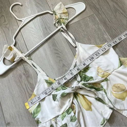 Charlie Holiday Tank Top lemon print open tie front womens White (size 4) summer