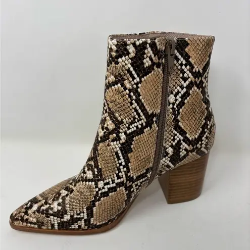 Raye Revolve Merit Size 6.5 High Heel Bootie Natural Snake Skin Embossed