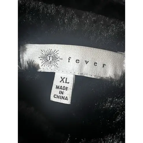 Fever Womens Faux Fur Coat Round Neck Long Sleeves Black Size XL NWT One Snap