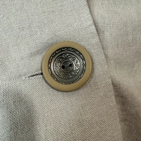 For Cynthia Dress L Gray Button Up Linen Lagenlook Pockets Sleeveless Minimalist