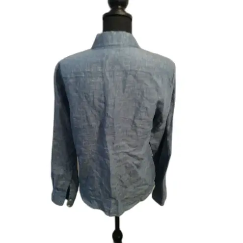 Tommy Bahama  Medium Womens Linen Button Down Blouse Denim