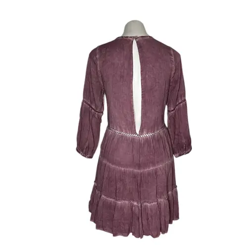Sea Gypsies Forever Flounce Dress Dress Purple Plum Boho Mini Size Large NEW