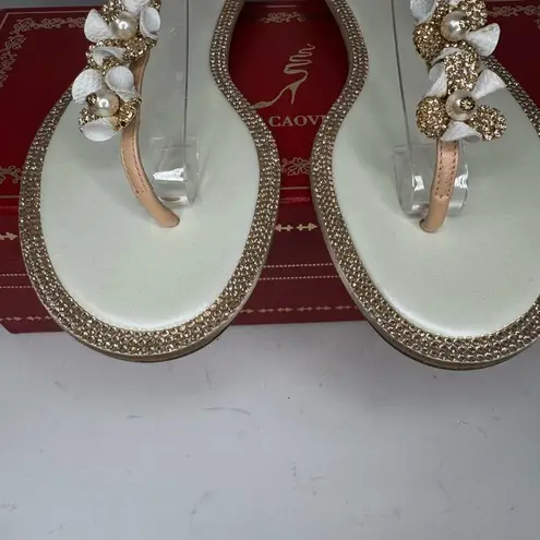 René Caovilla Leather Crystal Embellishments T