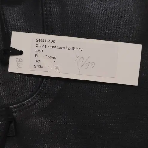 L'Agence Womens Cherie Front Lace Up Skinny Jeans Black Stretch Mid Rise 25 New