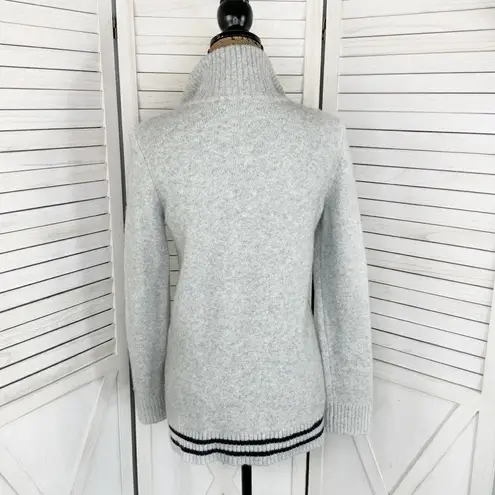 Tommy Hilfiger  Logo Patch Varsity Sweater Grey Small Wool Blend Quarter Zip