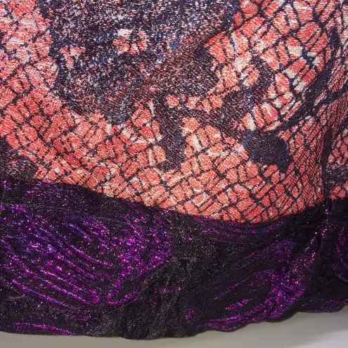 RARE Gregory Parkinson Patchwork Skirt in Pinks/Purples w/Black Lace Print