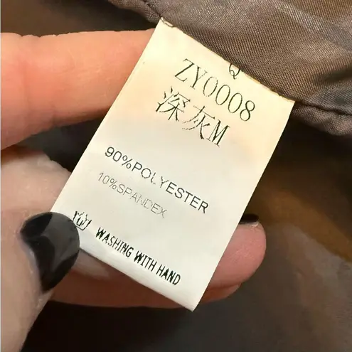 Women’s Medium Gray Full Zip Lined Puffer Vest Utility Winter Sleeveless Casual