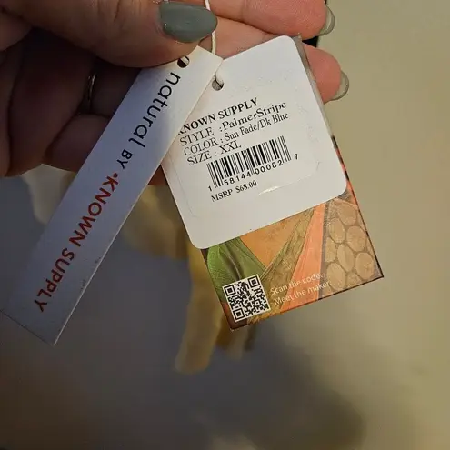 Known Supply Sweater Palmer Stripe Sun Fade Blue Stripe Organic Cotton Casual Size 2X