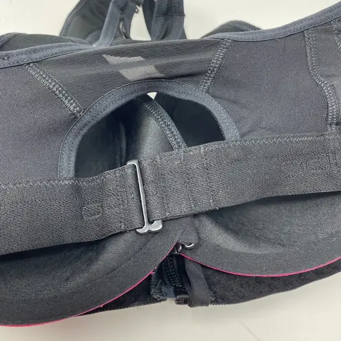 NWT ODLO Sports Bra XS Black High Support Training Padded Zip Front Gym Fitness