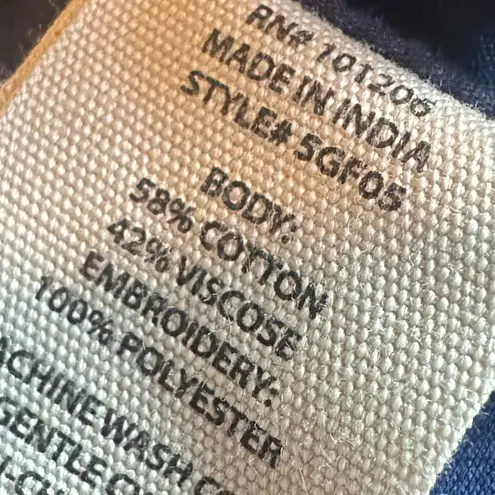 Soft Surroundings Navy Embroidered Tunic Mini Dress Short Sleeve Size 2X Women's