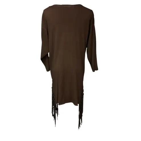 Cowgirl Tuff Women's V Neck Long Sleeve Rodeo Western Casual Top Brown Size L Size L