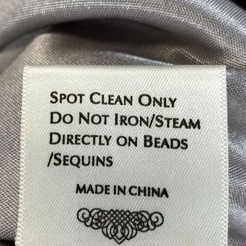 Sue Wong womens Size 8 Dress Nocturne Embellished Formal Gown Party Silver Gray