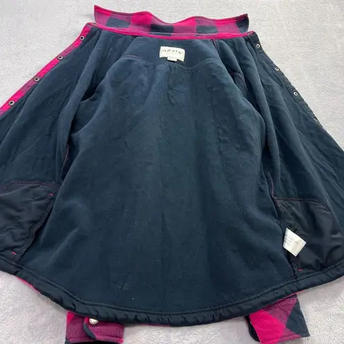 Orvis Fleece Lined Flannel Shirt Jacket Womens Medium Red Black Check Casual